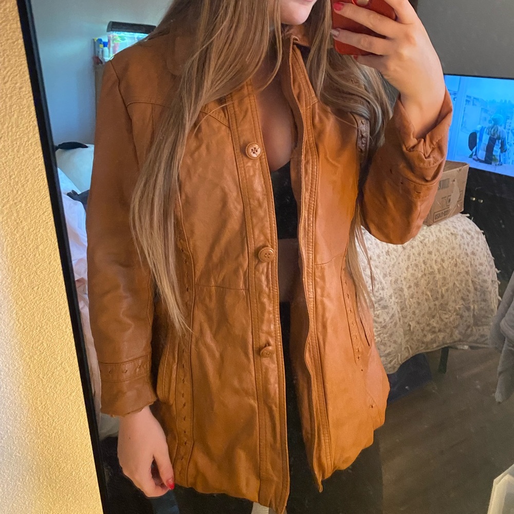 The Tannery Tan leather Jacket- size m/l